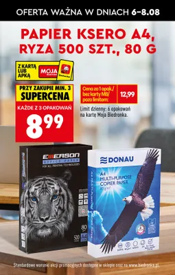 Papier ksero A4 Emerson promocja w Biedronka