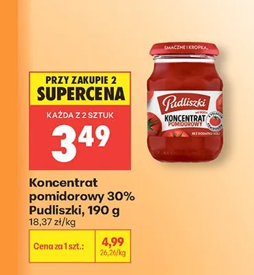 Koncentrat pomidorowy 30% Pudliszki promocja w Biedronka