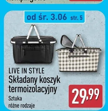 Składany koszyk termoizolacyjny LIVE IN STYLE promocja w Aldi