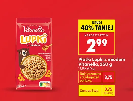 Płatki Lupki z miodem truskawkowym promocja w Biedronka