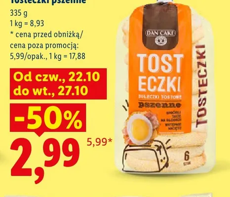 Tosteczki pszenne Dan Cake promocja w Lidl