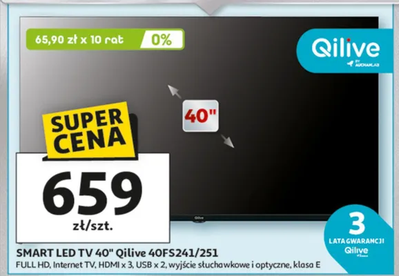 SMART LED TV 40" Qilive 40FS241/251 promocja w Auchan