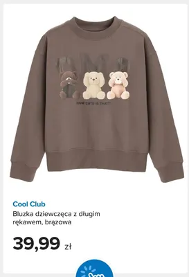 Bluzka dziewczęca z długim rękawem brązowa Cool Club promocja w Smyk