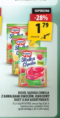Kisiel Słodka Chwila z kawałkami owoców malinowy Dr. Oetker promocja w Arhelan