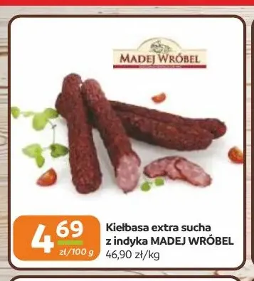 Kiełbasa extra sucha z indyka Madej Wróbel promocja w Gama