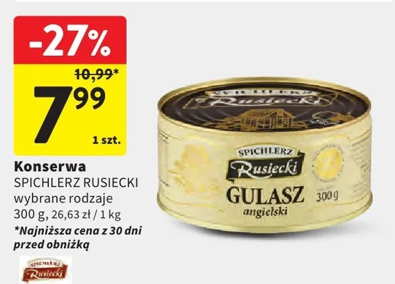 Konserwa Spichlerz Rusiecki gulasz angielski promocja w Intermarche