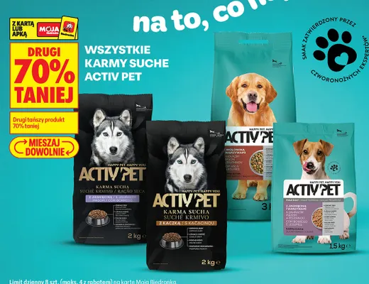 Karmy suche Activ'Pet promocja w Biedronka