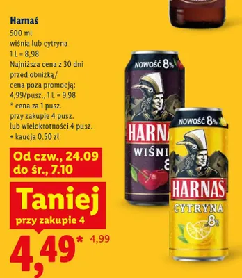 Piwo Harnaś wiśnia promocja w Lidl