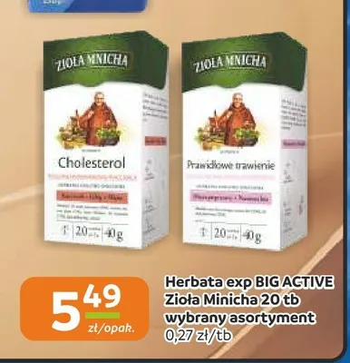 Herbata exp BIG ACTIVE Zioła Mnicha Prawidłowe trawienie promocja w Gama