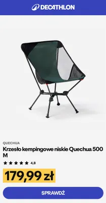 Krzesło kempingowe niskie Quechua 500 m promocja w Decathlon