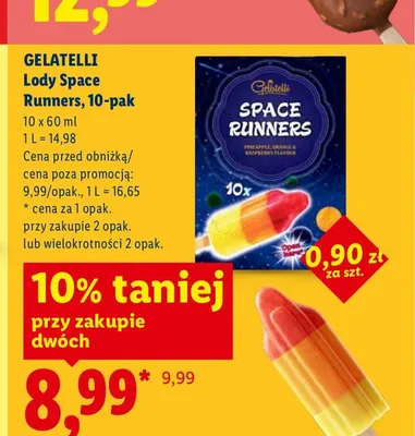 Lody Space Runners Gelatelli 10-pak promocja w Lidl