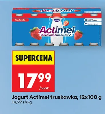 Jogurt Actimel truskawka 12x100g promocja w Biedronka