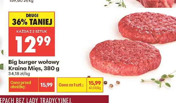 Big burger wołowy Kraina Mięs promocja w Biedronka