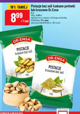 Pistacje bez soli kruszone Dr.Ensa promocja w POLOmarket