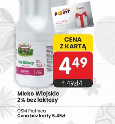 Mleko wiejskie 2% bez laktozy promocja w Market Point