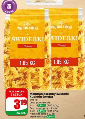 Makaron pszenny świderki promocja w Dino