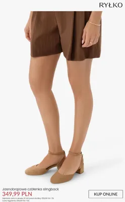 Czółenka slingback Ryłko jasnobrązowe promocja w Ryłko