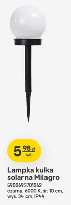 Lampka kulka solarna Milagro czarna promocja w Castorama