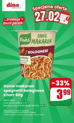 Danie makaron spaghetti bolognese promocja w Dino