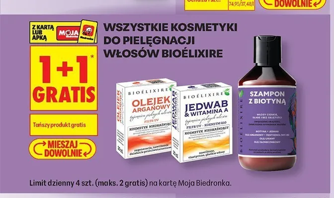 Olejek arganowy do włosów Bioélixire promocja w Biedronka