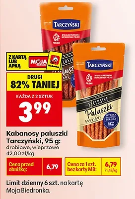 Kabanosy paluszki drobiowe, wieprzowe promocja w Biedronka