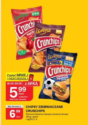 Chipsy ziemniaczane Crunchips American Burger promocja w Chorten