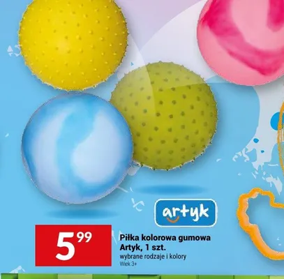 Piłka kolorowa gumowa Artyk promocja w Twój Market