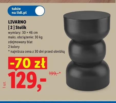 Stolik Livarno ze zdejmowanym blatem 30x46 cm promocja w Lidl