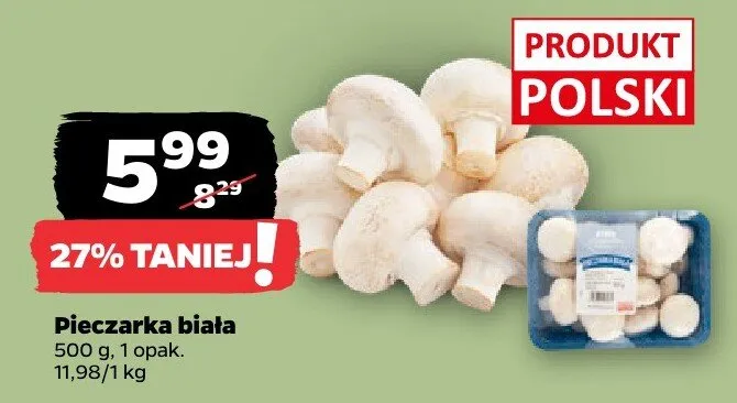 Pieczarka biała, 500 g promocja w Netto