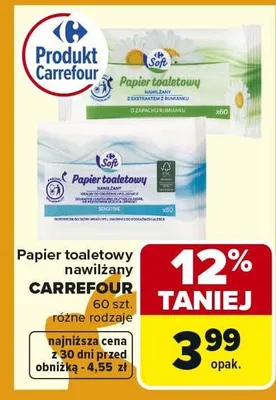 Papier toaletowy nawilżany różne rodzaje promocja w Carrefour