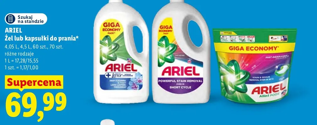 Żel do prania Ariel promocja w Lidl