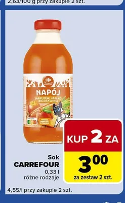 Sok Carrefour marchew jabłko brzoskwinia promocja w Carrefour Express