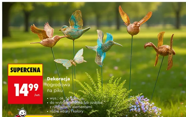 Dekoracja ogrodowa na piku ptaki promocja w Biedronka