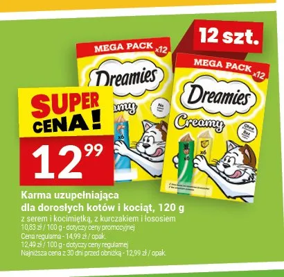 Karma uzupełniająca dla dorosłych kotów i kociąt Dreamies promocja w Twój Market
