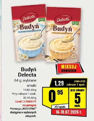 Budyń o smaku śmietankowym Delecta promocja w Premium Nasz Sklep
