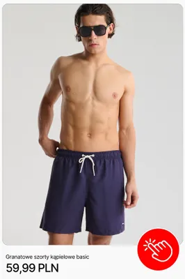 Szorty kąpielowe basic Cropp granatowe promocja w Cropp