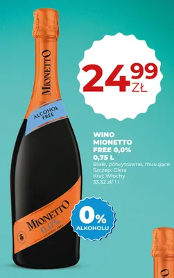 Wino bezalkoholowe Mionetto Free promocja w Duży Ben