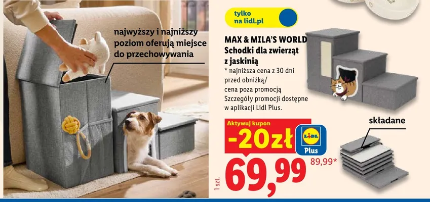 Schodki dla zwierząt z jaskinią Max & Mila's World promocja w Lidl
