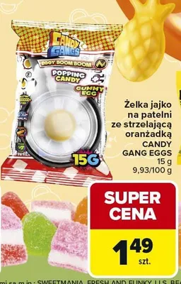 Żelka jajko na patelnię ze strzelającą oranzadką CANDY GANG EGGS promocja w Carrefour Market