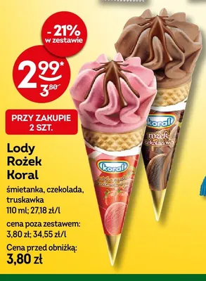 Lody Rożek śmietanka promocja w Żabka