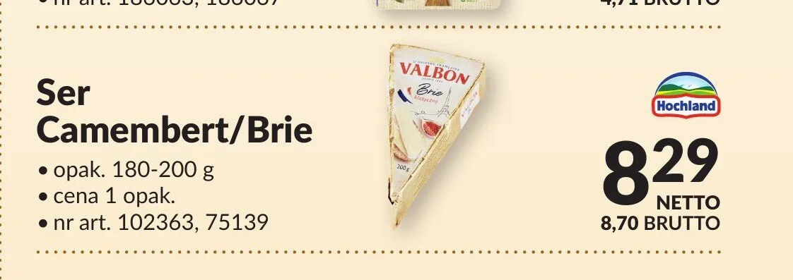 Ser Camembert Valbon promocja w Makro