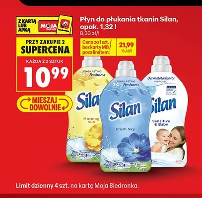 Płyn do płukania tkanin Silan Sensitive & Baby promocja w Biedronka