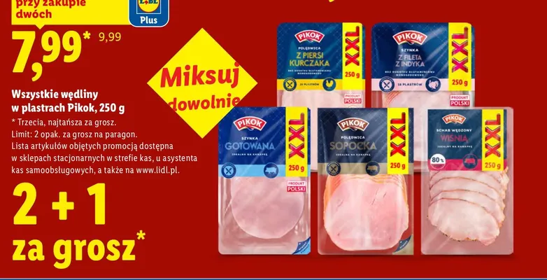 Wszystkie wędliny w plastrach Pikok promocja w Lidl