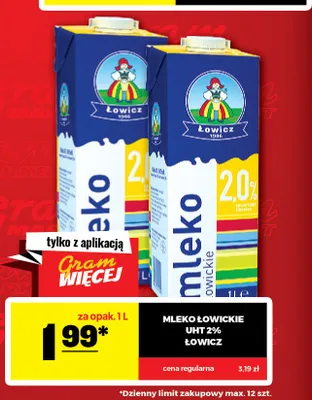 Mleko Łowickie UHT 2% Łowicz promocja w Gram Market