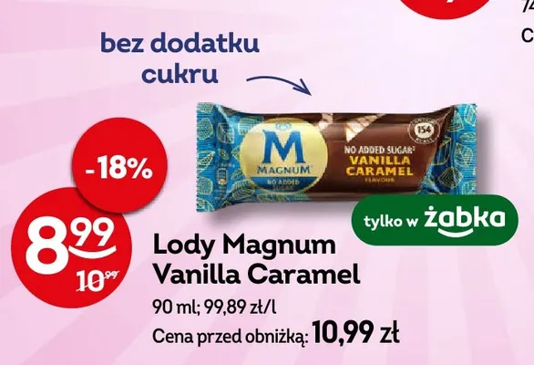 Lody Magnum Vanilla Caramel bez dodatku cukru promocja w Żabka