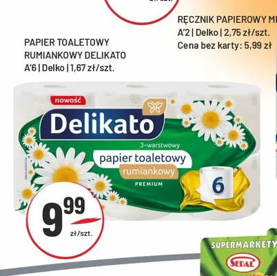 Papier toaletowy rumiankowy Delikato 6-pak promocja w Sedal