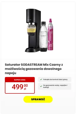 Saturator Sodastream Mix Czarny promocja w Media Expert
