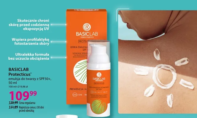 Emulsja do twarzy BasicLab Protecticus SPF50+ promocja w Hebe