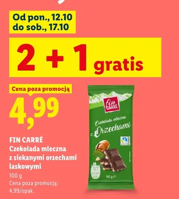 Czekolada mleczna z siekanymi orzechami laskowymi Fin Carré promocja w Lidl