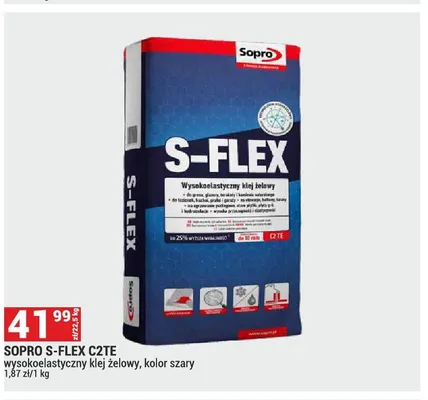 Klej żelowy wysokoeastyczny Sopro S-Flex C2TE szary promocja w Merkury Market